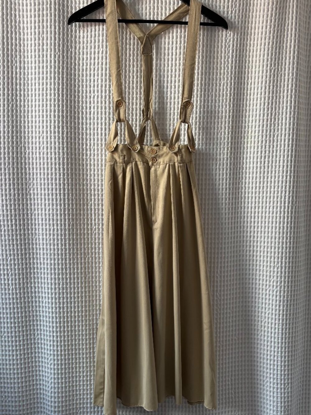 Vintage Happy Legs 1970s retro Y-Back Suspender Midi Pinafore Skirt sz 7 [READ]